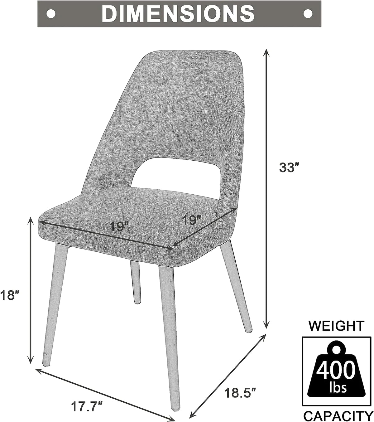 2 Set of  Modern Dining Room Chairs Upholstered Side Chairs with Soft PU Leather Seat Backrest, Gray