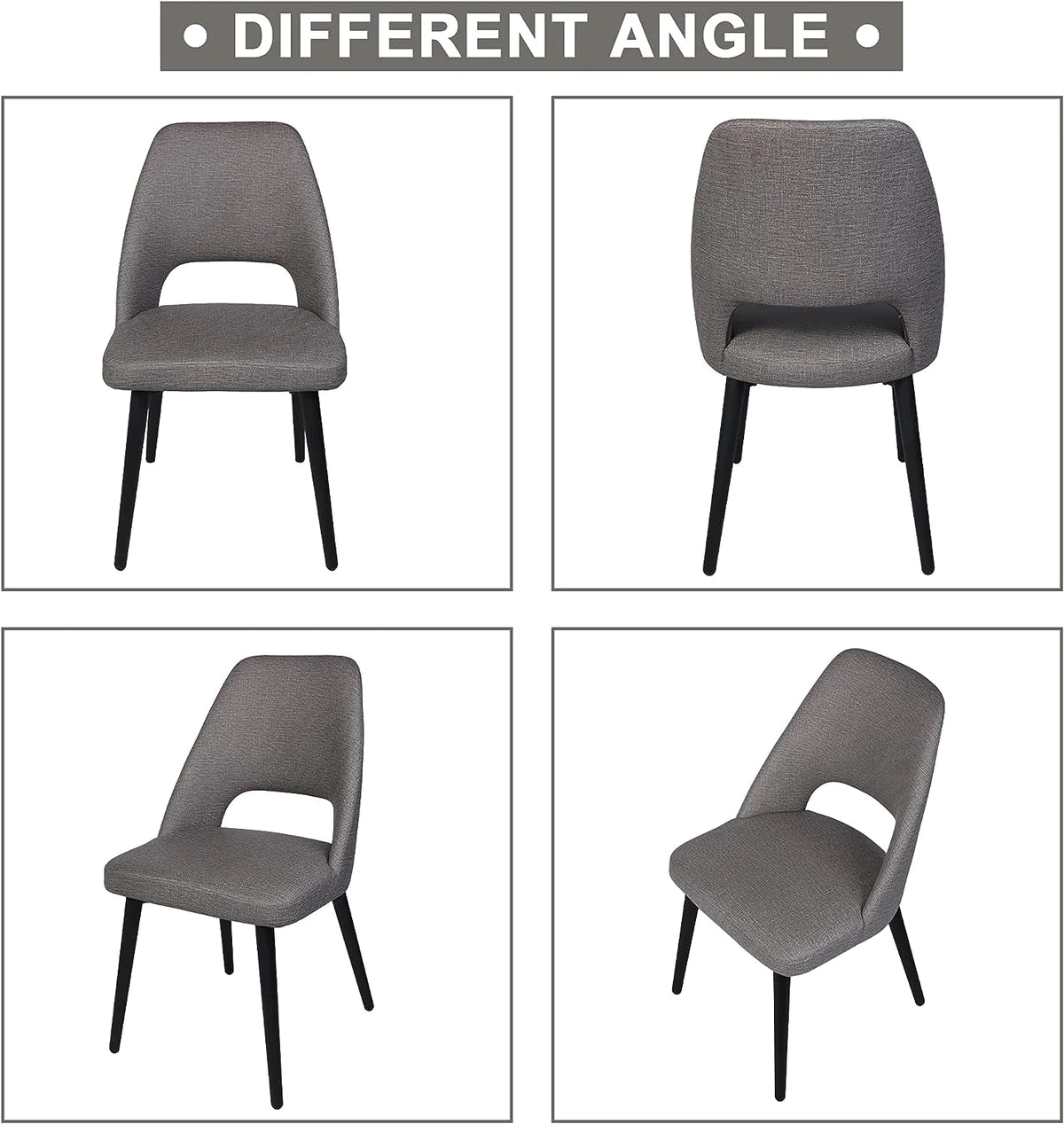 2 Set of  Modern Dining Room Chairs Upholstered Side Chairs with Soft PU Leather Seat Backrest, Gray