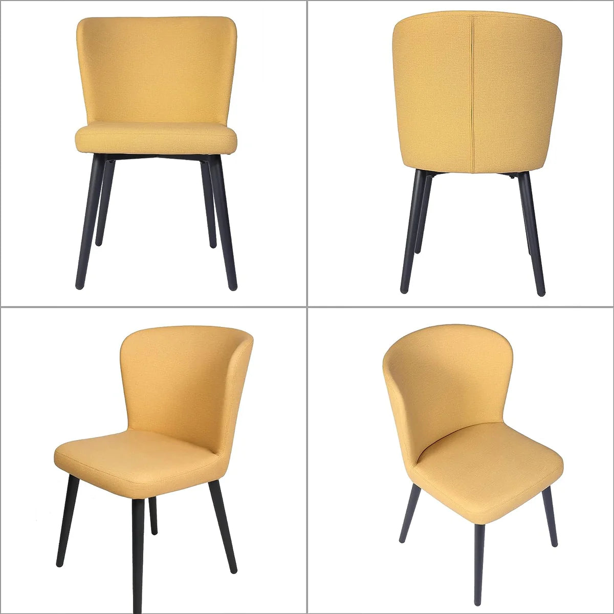 2 Set of  Dining Chairs Upholstered Side Chairs with Soft PU Leather Seat Backrest, Yellow