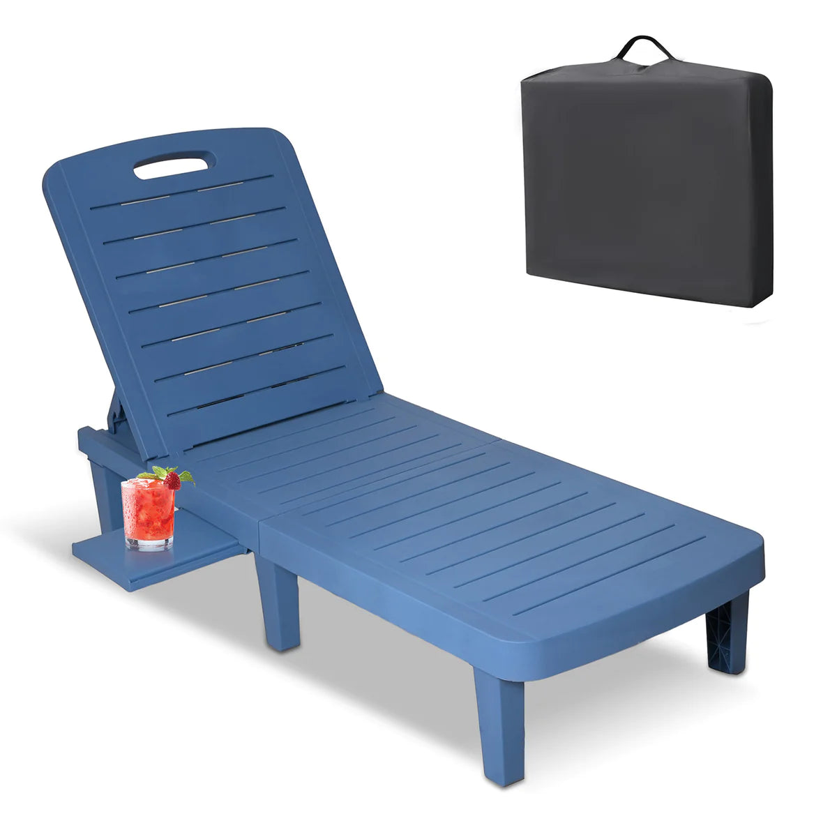 Outdoor Beach Chairs Lounge Chairs with Adjustable Backs, Blue | karmasfar.us
