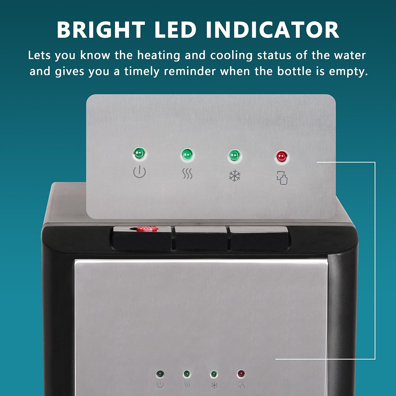 5 Gallon Bottom Loading Stainless Steel Water Cooler Dispenser with 3 Temperature Settings