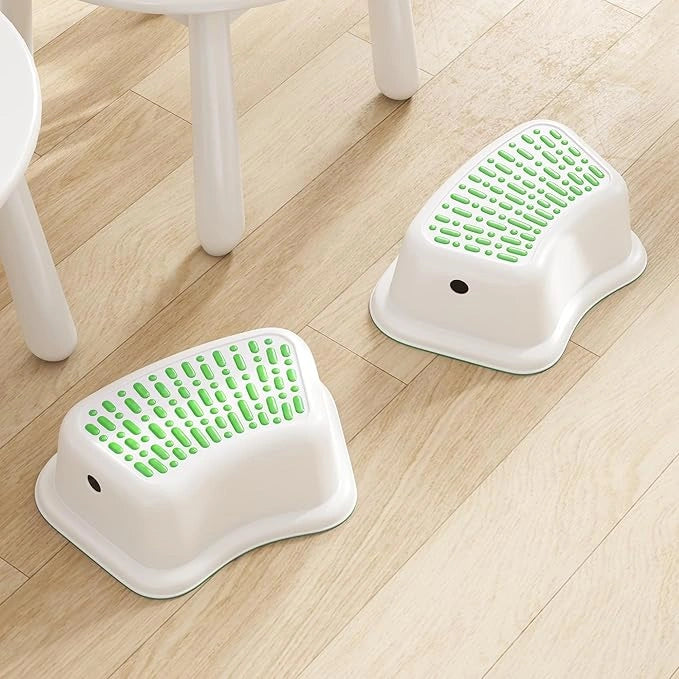 Portable Step Stool with Contoured Design, 5.1  Height Stool for Toilet Potty Training, Bathroom Sink Use, Kitchen, Safety Anti-Slip Surface One Step Stool (2 Pack)