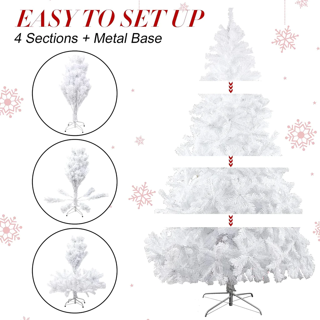 10' Premium Artificial Christmas Tree with 2150 Branch Tip, Decorations, White