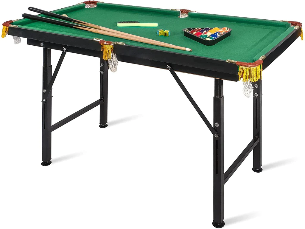 55  Adjustable Height Billiard Table Folding Portable Game Pool Table