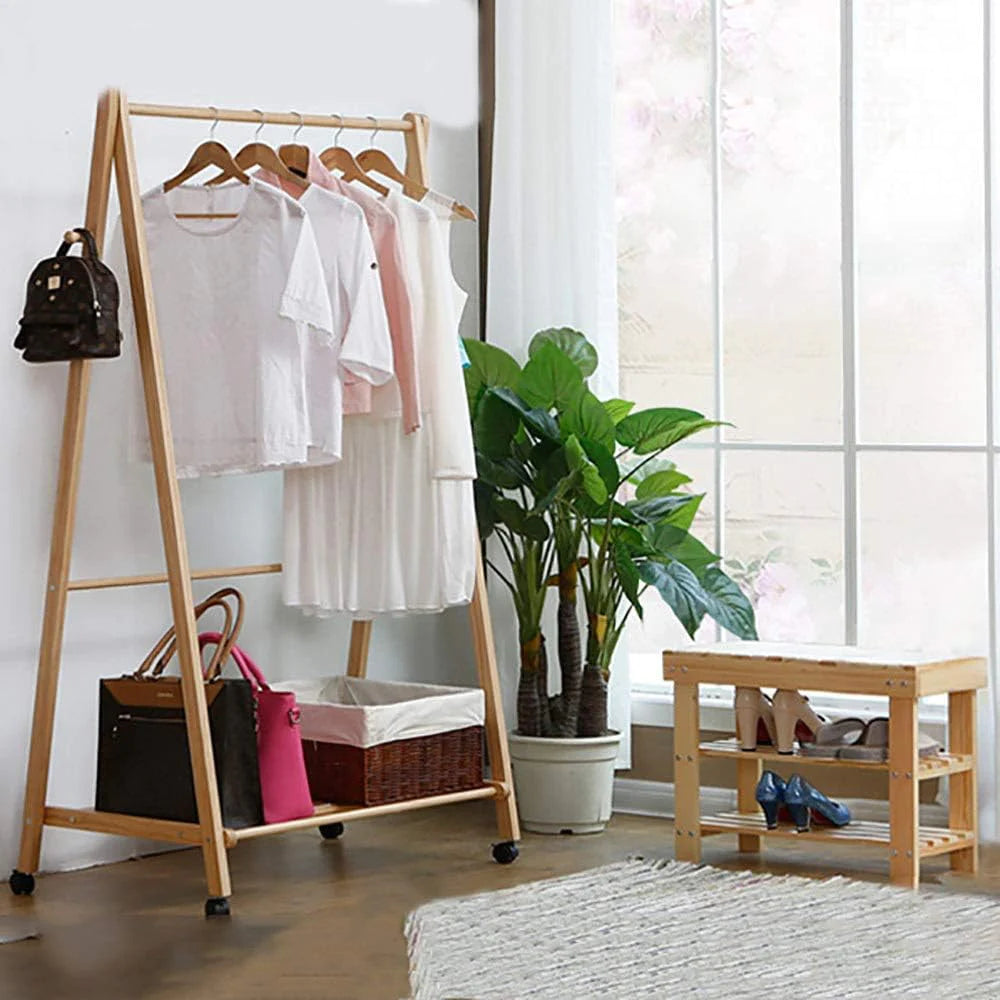 Solid Wood Double Shoe Bench Shoe Rack