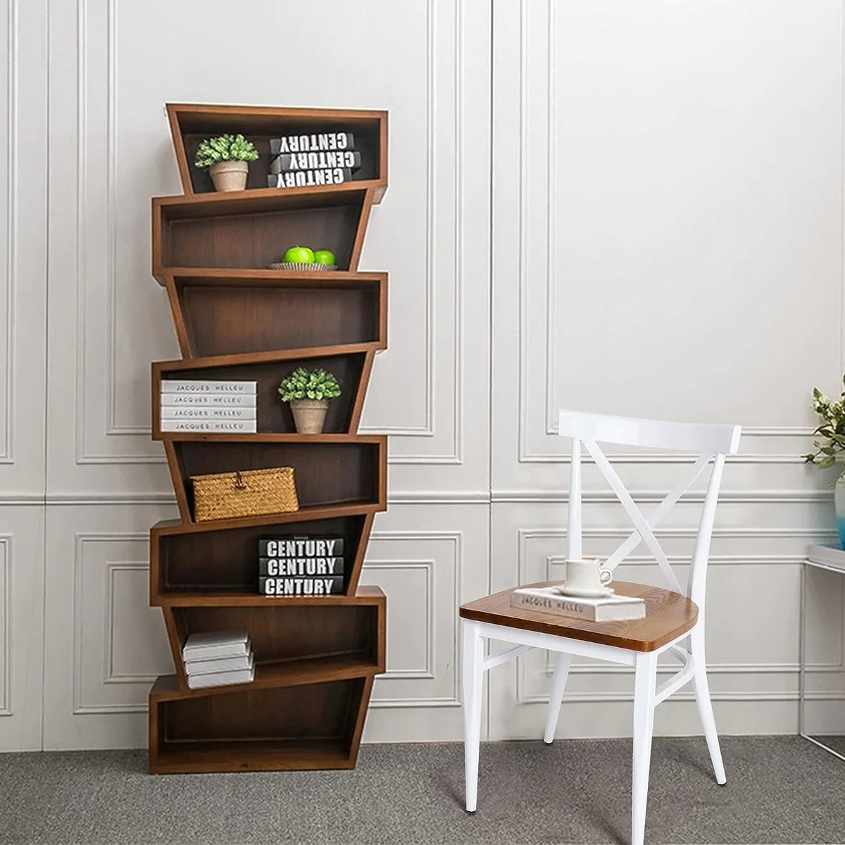 2 Set of Chairs Solid Wood Chair Heavy Duty Metal Frame, X Back ,White | karmasfar.us
