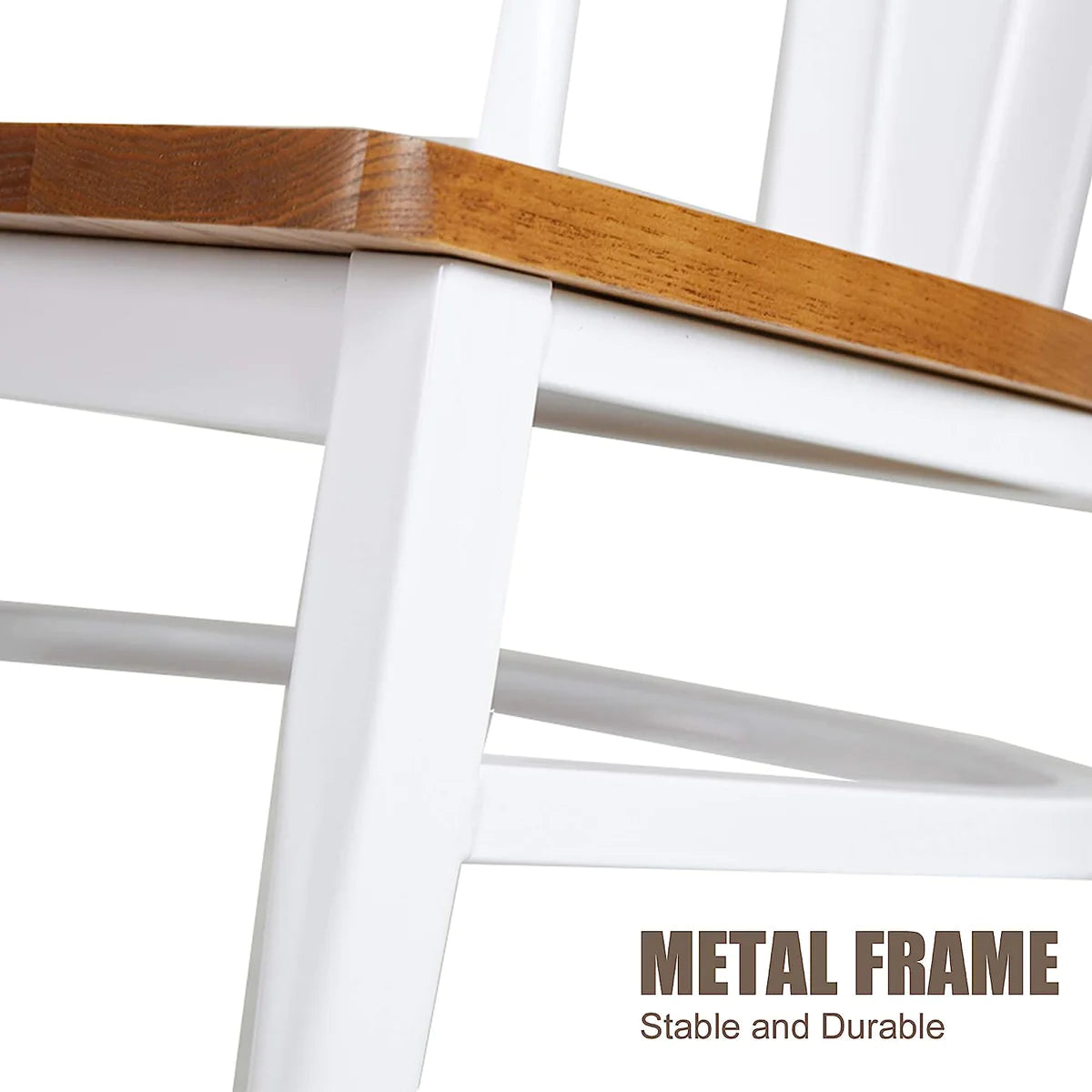 2 Set of Dining Room Side Chair Wood Kitchen Chairs with Metal Legs, Retro Back | karmasfar.us

