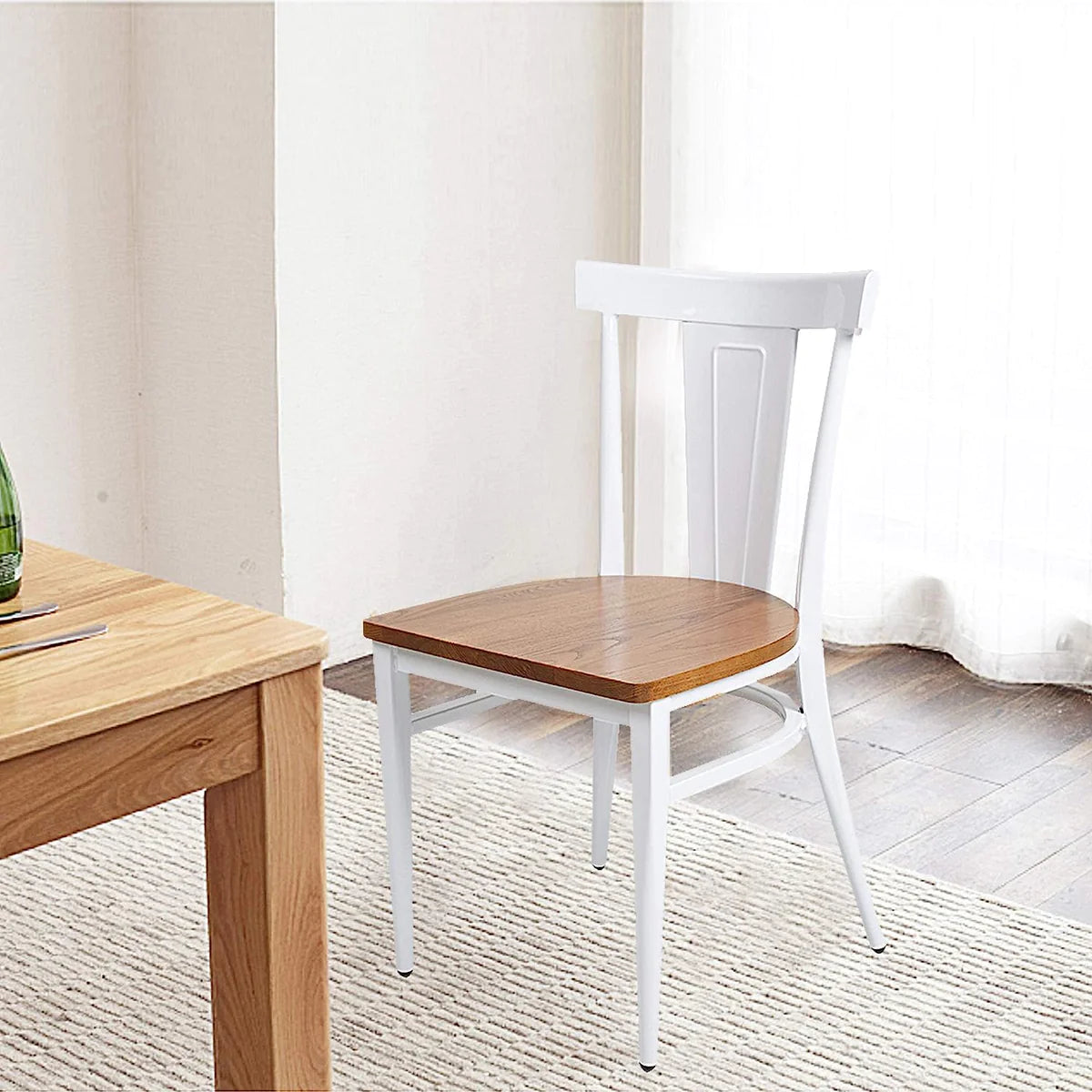 2 Set of Dining Room Side Chair Wood Kitchen Chairs with Metal Legs, Retro Back | karmasfar.us

