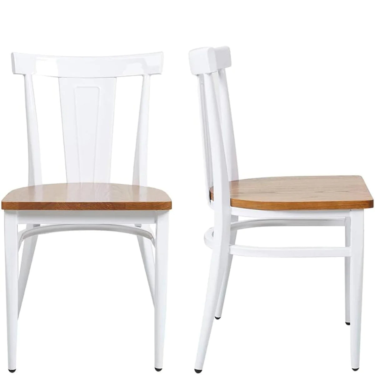 2 Set of Dining Room Side Chair Wood Kitchen Chairs with Metal Legs, Retro Back | karmasfar.us

