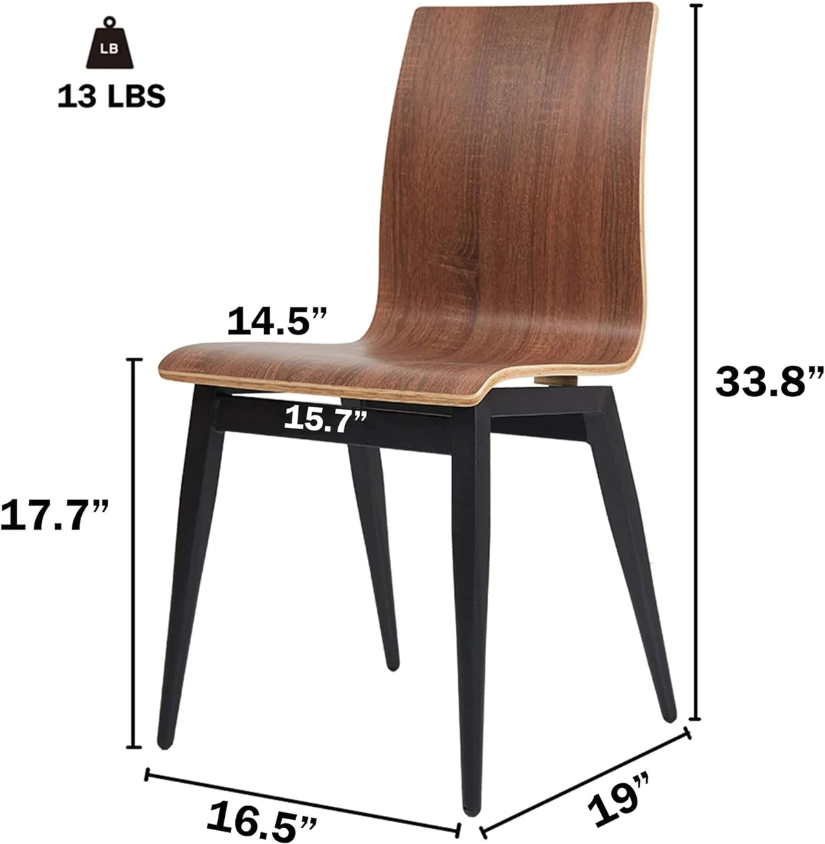 4 Set of Modern Kitchen Chairs with Wooden Seat and Metal Legs Dining Side Chair, light Brown