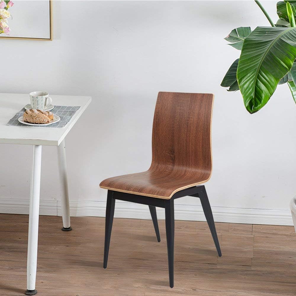 4 Set of Modern Kitchen Chairs with Wooden Seat and Metal Legs Dining Side Chair, light Brown