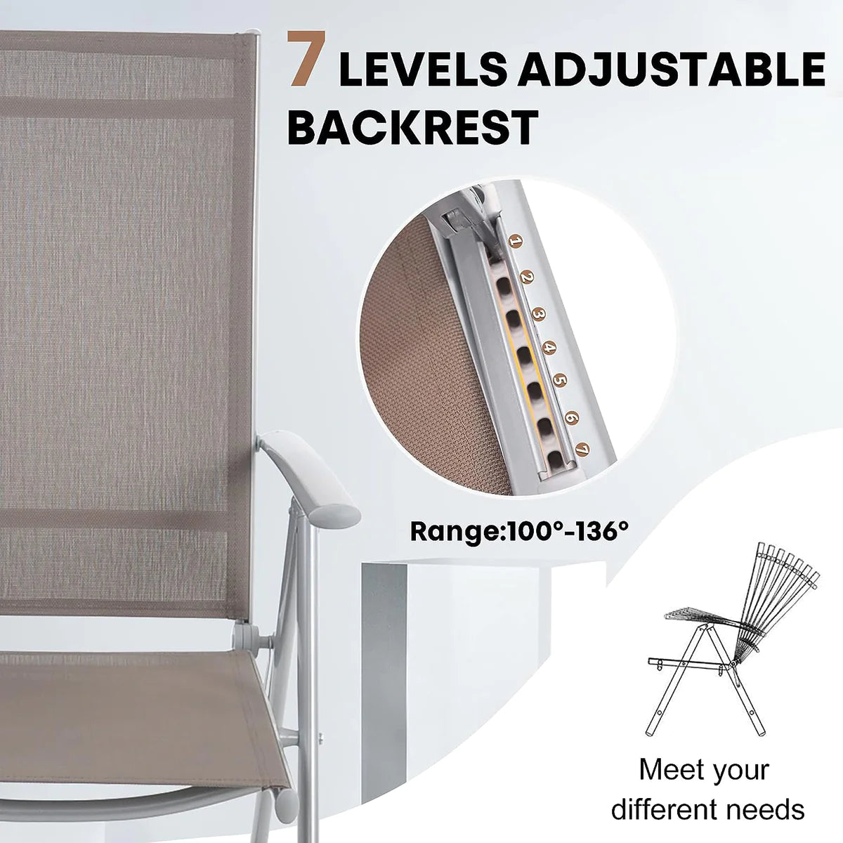 Adjustable Fabric Bench Top Metal Support Chair Outdoor Leisure Chair High Back Stable Triangle Structure | karmasfar.us
