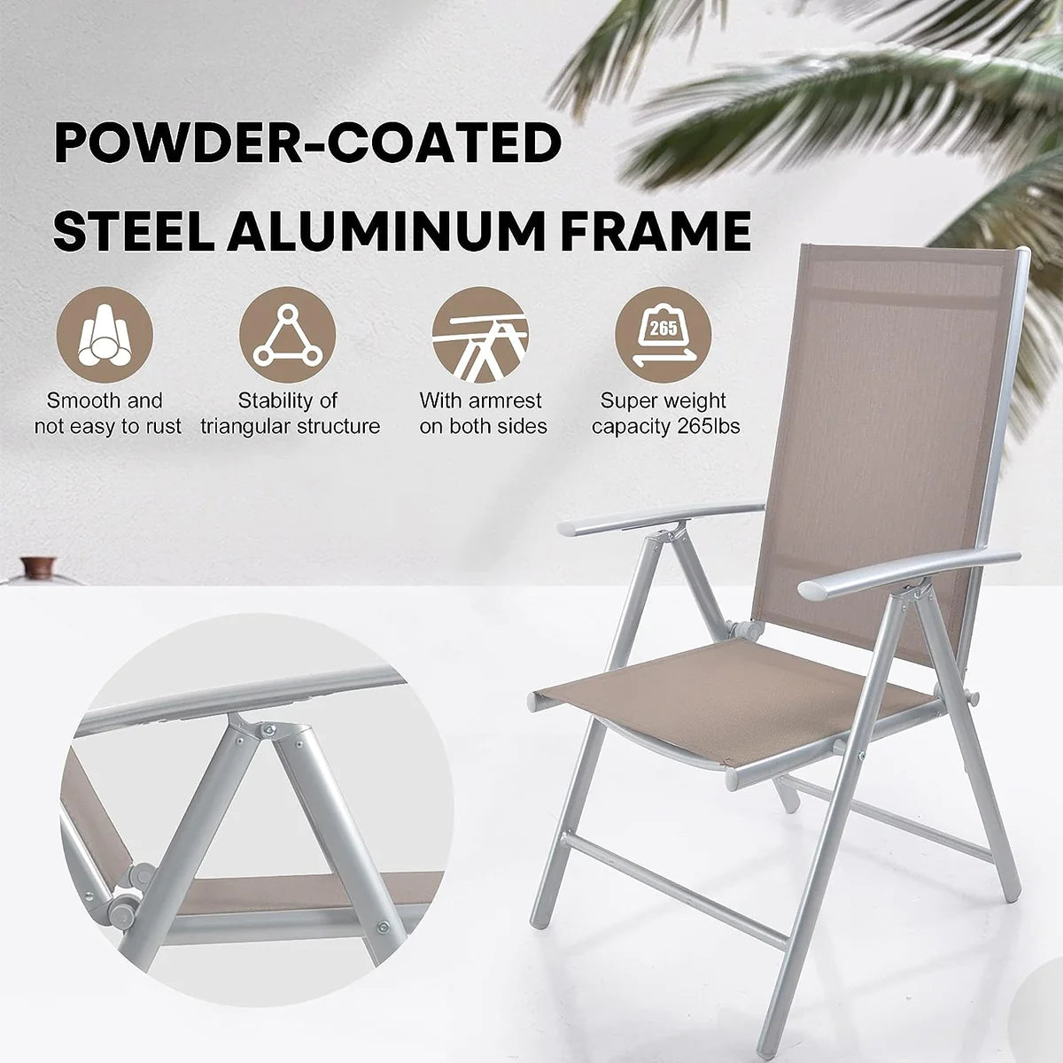 Adjustable Fabric Bench Top Metal Support Chair Outdoor Leisure Chair High Back Stable Triangle Structure | karmasfar.us