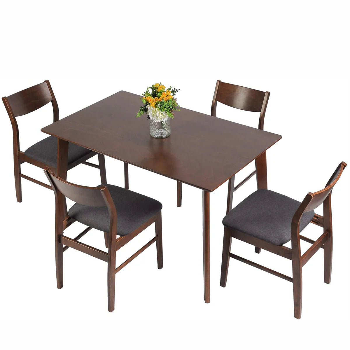 5 Piece Dining Table Set, 1 Dining Table 47.2  for 4-6 with 4 Dining Chairs Mid-Century Wood Kitchen Dining Set