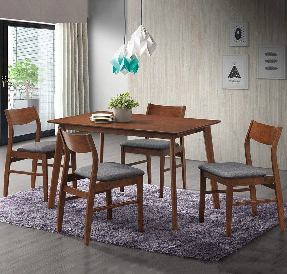 5 Piece Dining Table Set, 1 Dining Table 47.2  for 4-6 with 4 Dining Chairs Mid-Century Wood Kitchen Dining Set