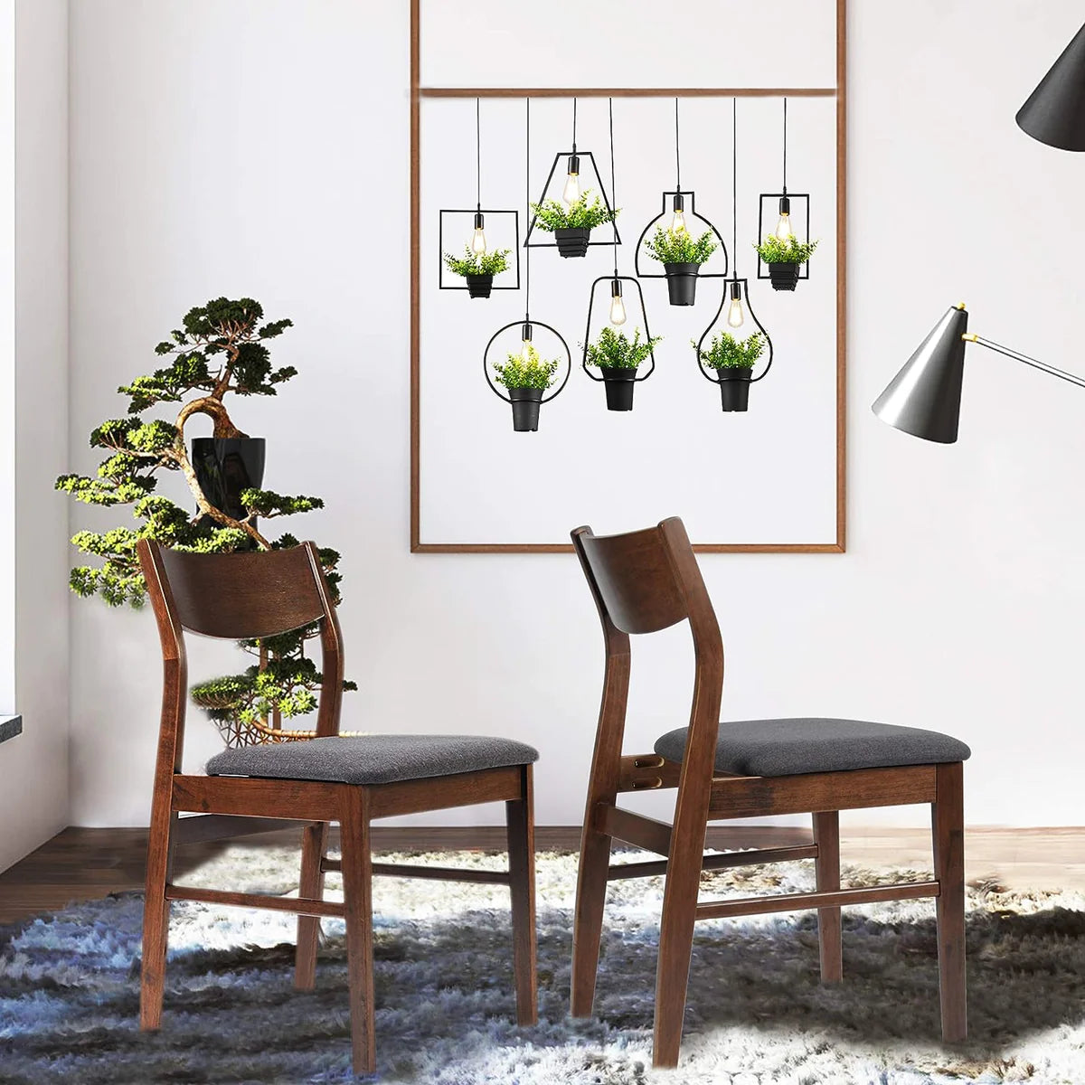 2 Set of Dining Chairs Mid Century Upholstered Side Chairs with Rubber Wood Frame | karmasfar.us
 