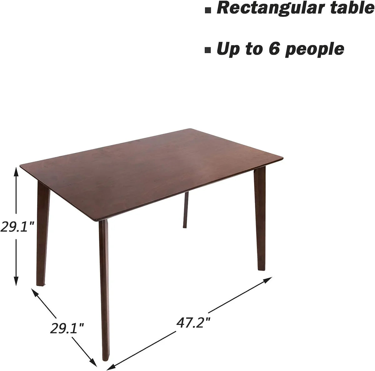 47.2  Rectangle Dining Table for 4-6 Mid-Century Kitchen Table with Solid Wood Leg