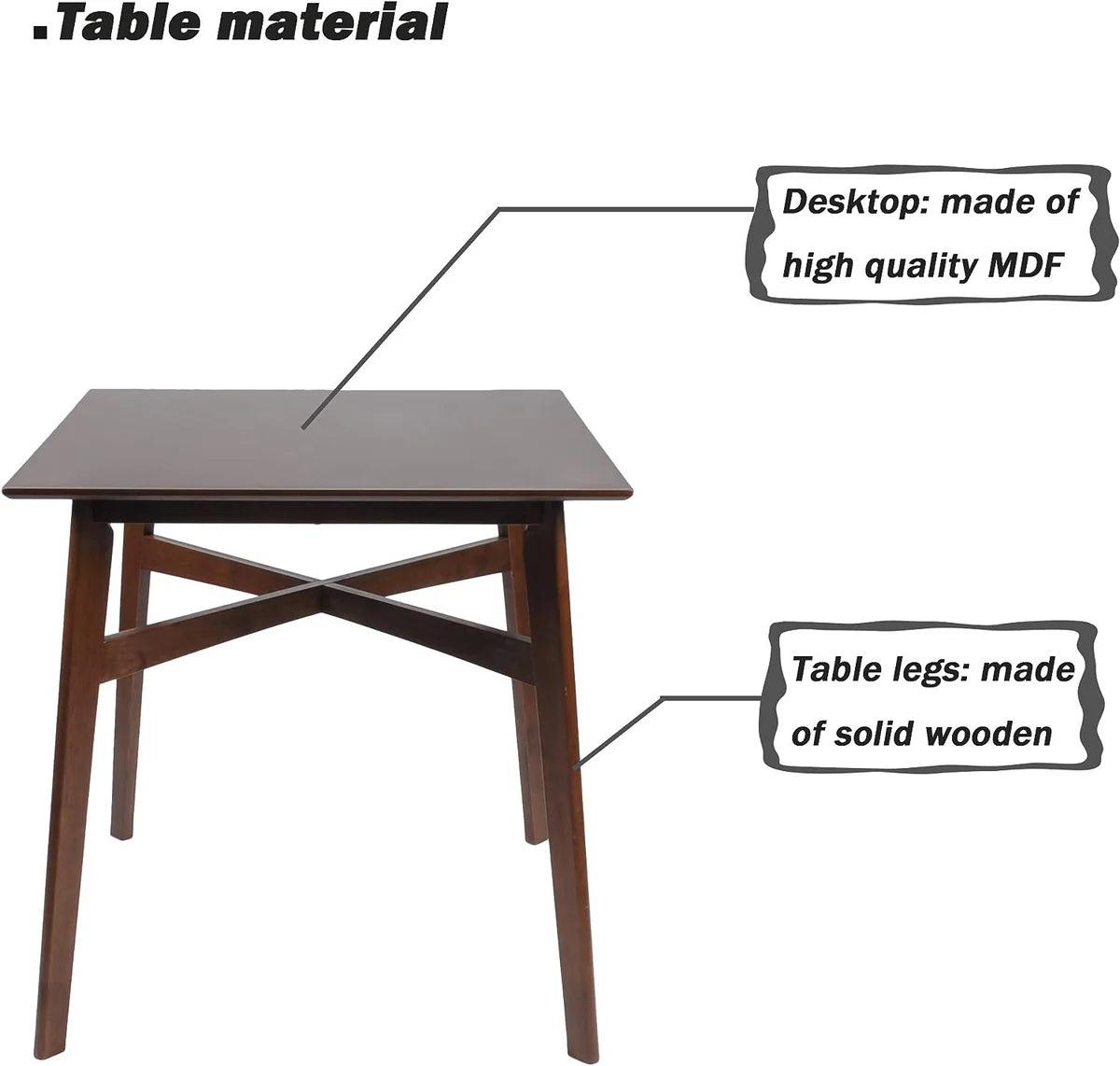 36  Square High Top Bar Table for 2-4 Dining Kitchen Table with Solid Wood Leg