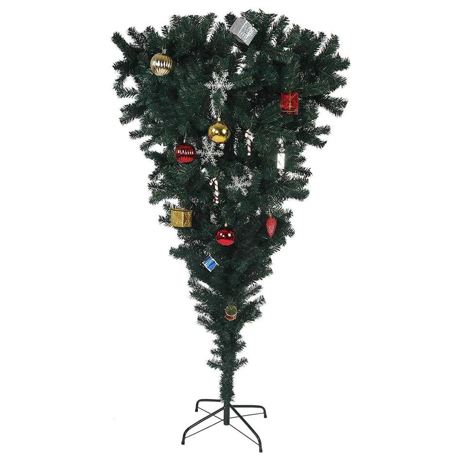 5' Premium Artificial Christmas Tree with 578 Branch Tip, Decorations, Upsidedown, Green