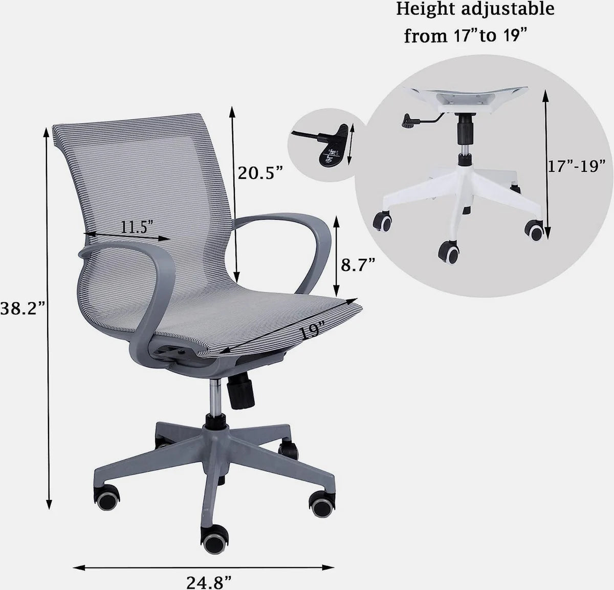 Mesh Chair Breathable Back Seat Height Adjustable for Home &Office