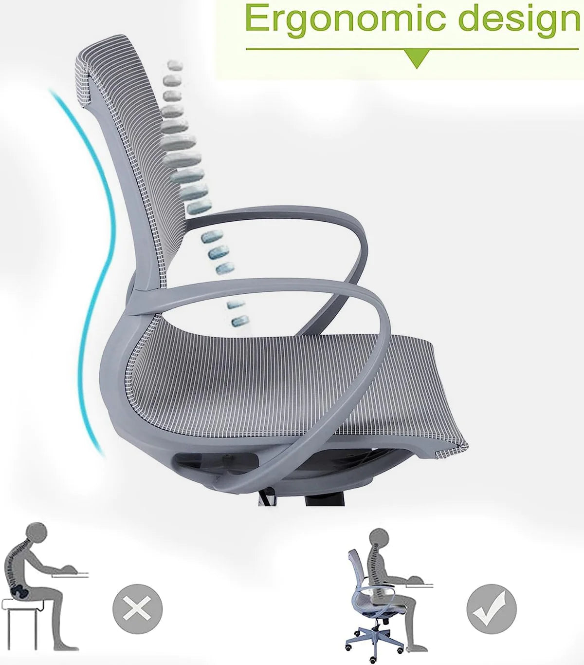 Mesh Chair Breathable Back Seat Height Adjustable for Home &Office
