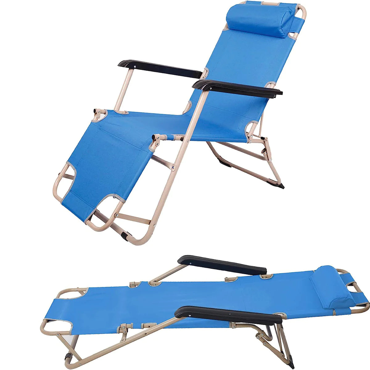 2 Sets of Collapsible Lounge Chair Outdoor Pool Lounge Chair | karmasfar.us