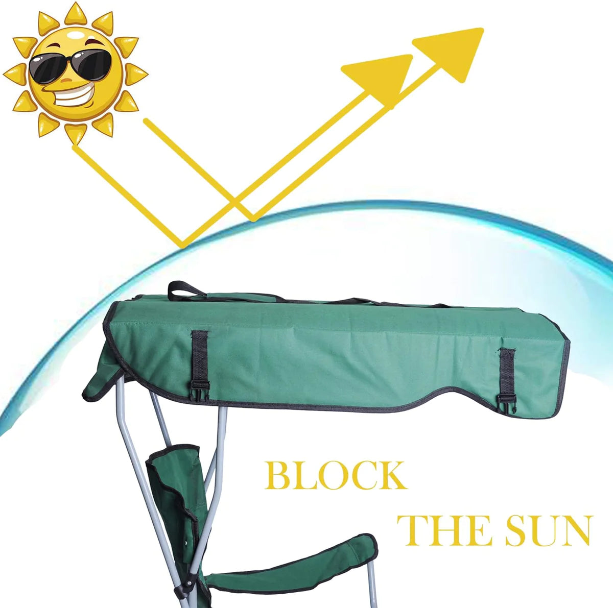 Portable Camping Chairs with Shade Canopy Cup Holder Carry Bag Folding Beach Chairs, Green | karmasfar.us
