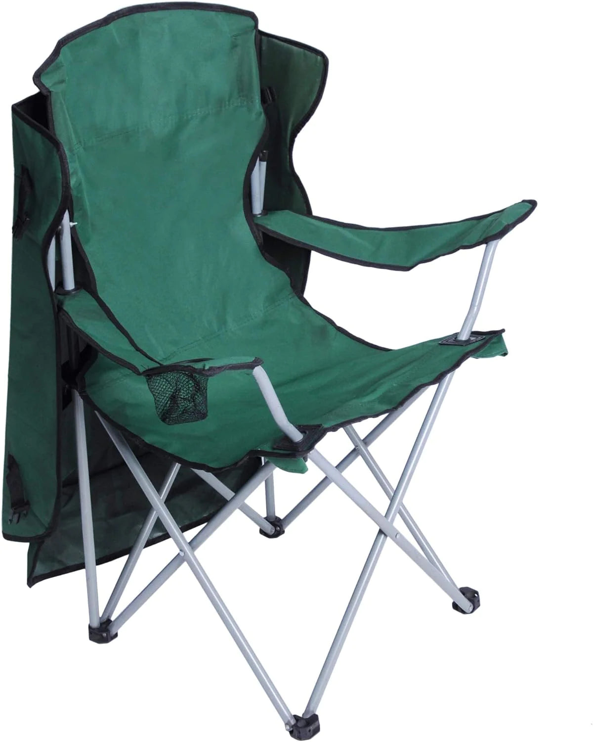 Portable Camping Chairs with Shade Canopy Cup Holder Carry Bag Folding Beach Chairs, Green | karmasfar.us
