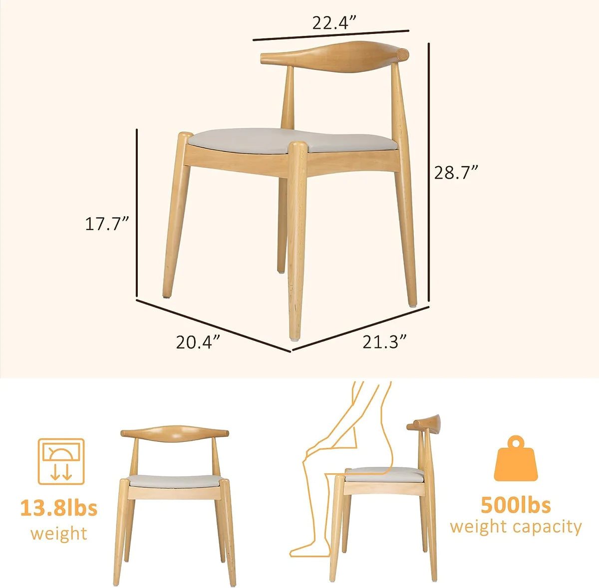 2 Set of Upholstered Solid Wood Side Chairs Modern Kitchen Chairs | karmasfar.us
