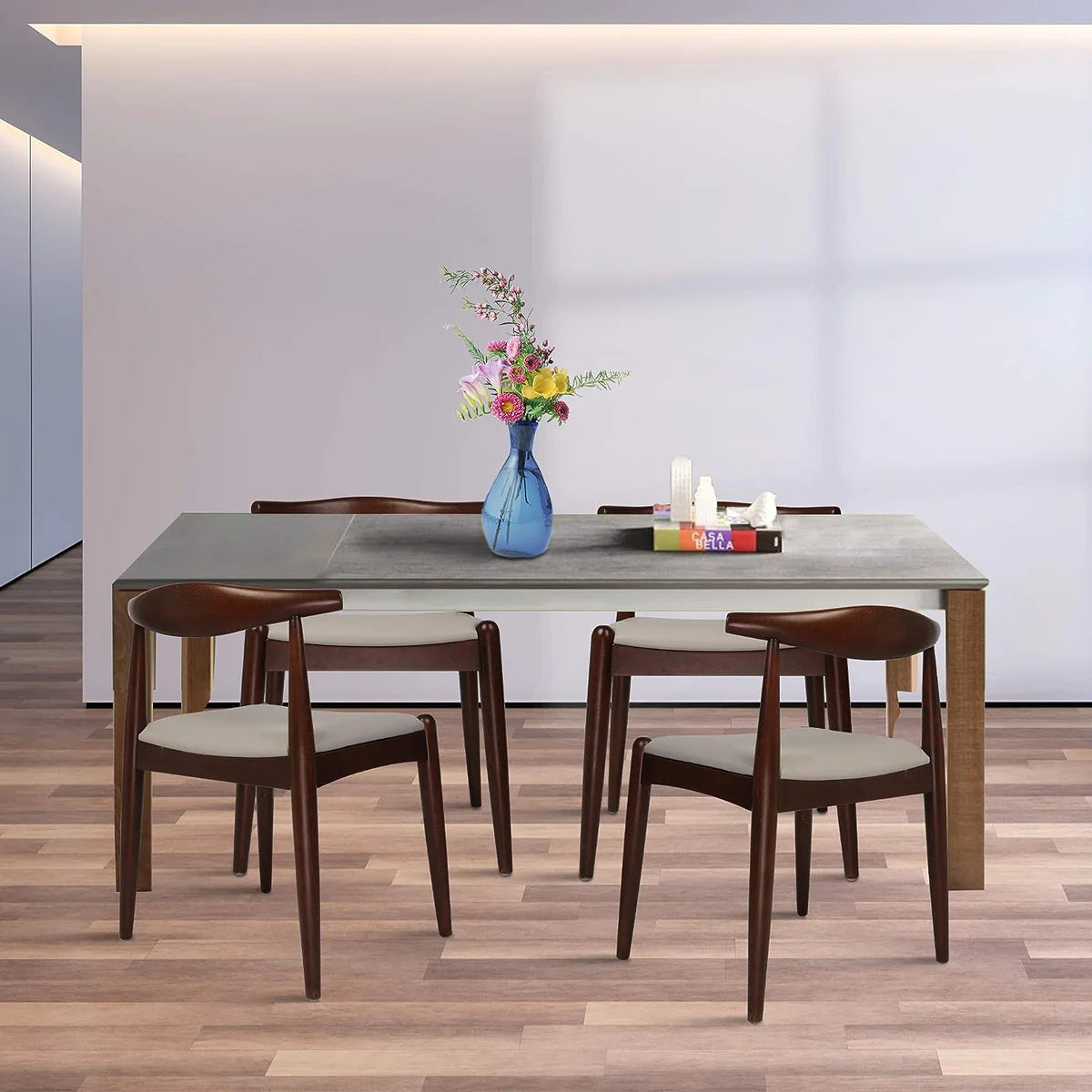 2 Set of Upholstered Solid Wood Side Chairs Modern Kitchen Chairs, Dinning Chair，Walnut | karmasfar.com
 
