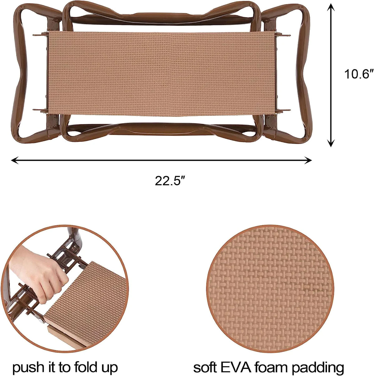 Portable Foldable Garden Kneeler Bench with Tools Bag, Brown