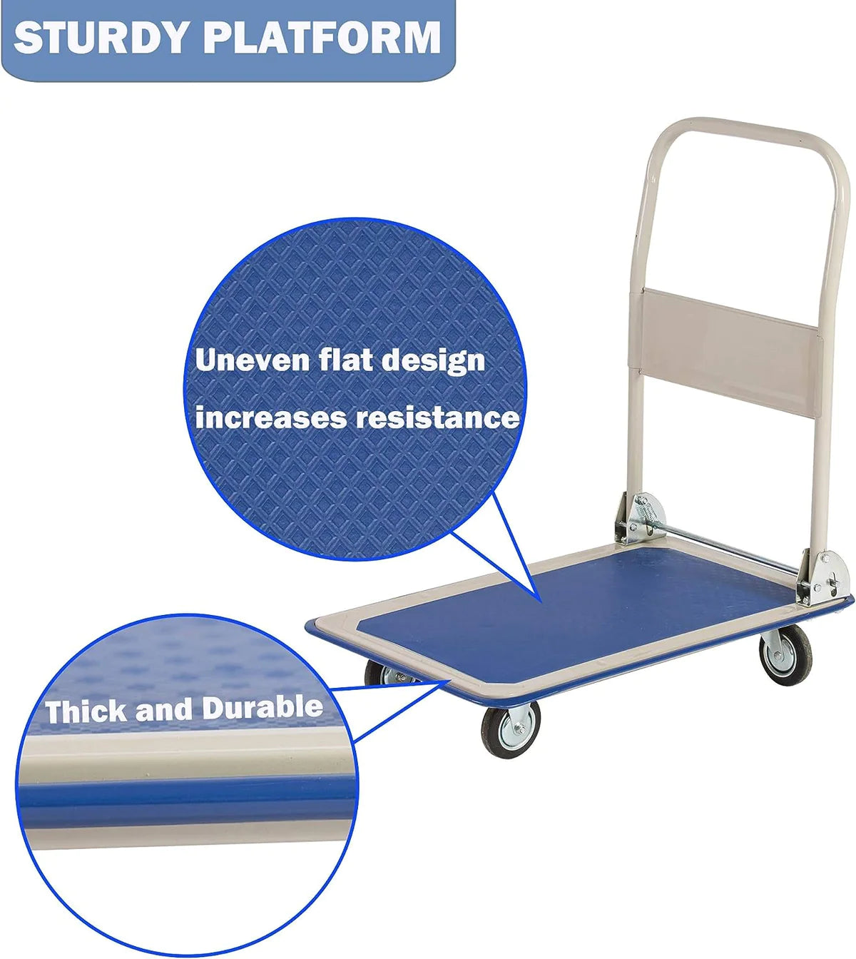 Collapsible Platform Cart Hand Truck Moving Push Flatbed Trolley, 330lbs Capacity | karmasfar.us