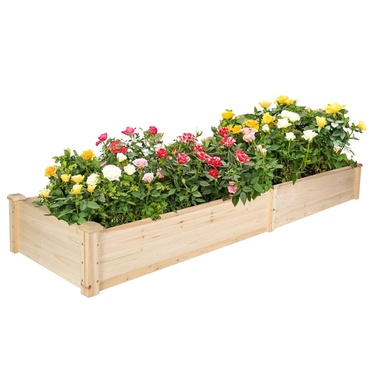 90 x22 x9  Raised Garden Bed Wooden Planter Box with 2 Separate Planting Space