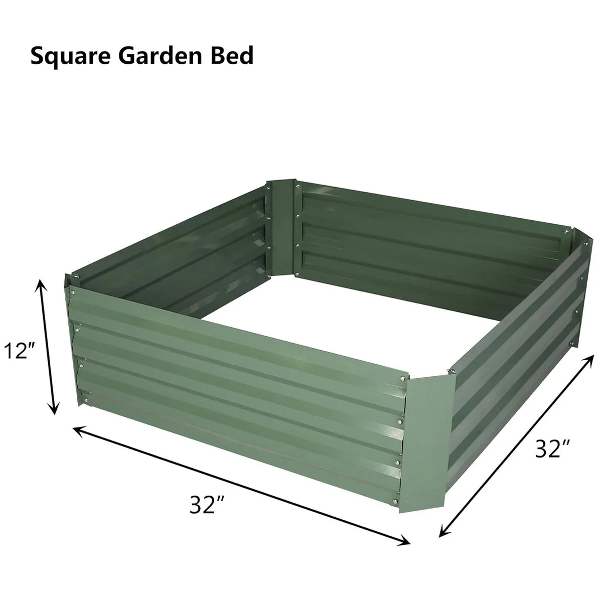 32 x32 x12  Raised Garden Bed Galvanized Planter Box Anti-Rust Coating Planting Vegetables Herbs and Flowers