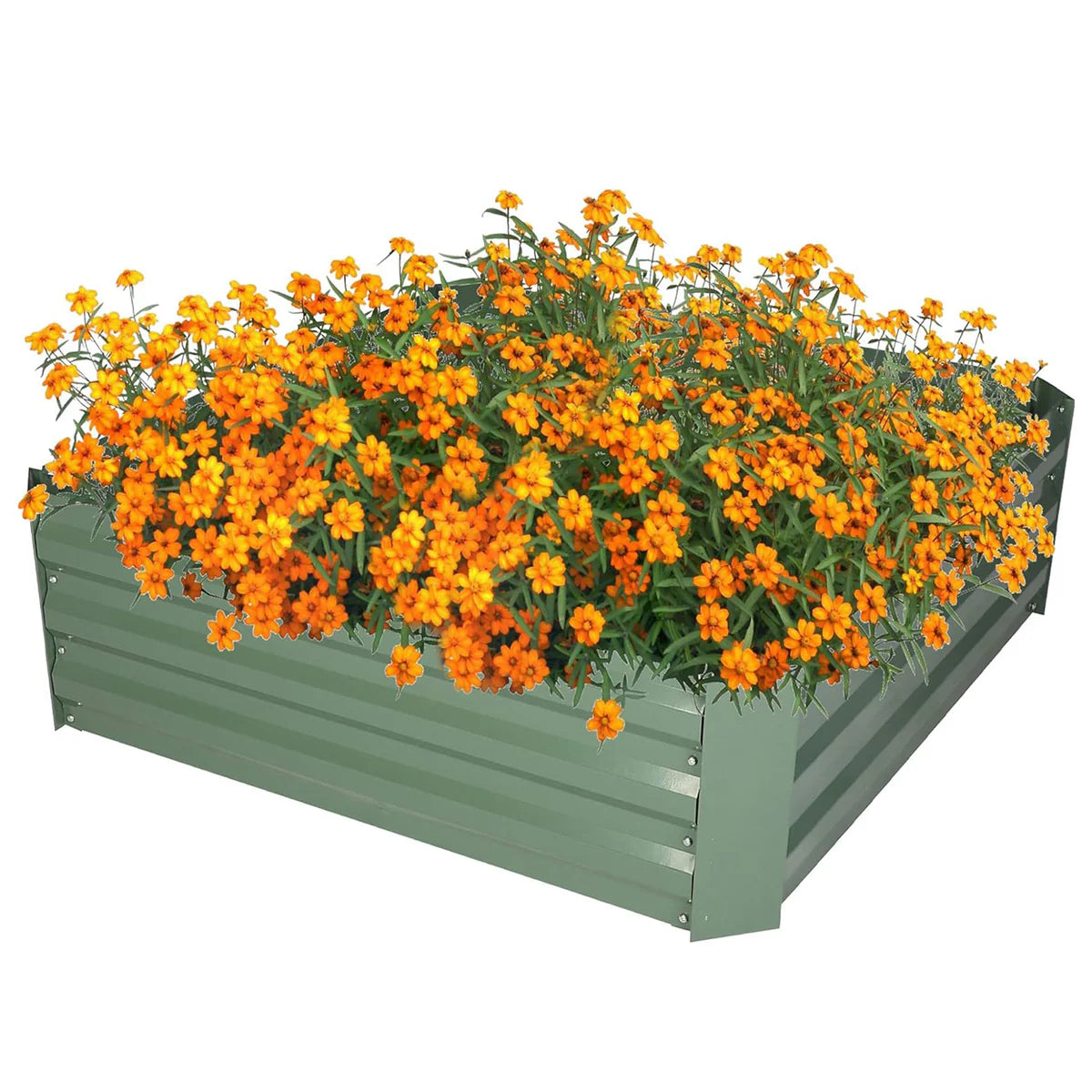 32 x32 x12  Raised Garden Bed Galvanized Planter Box Anti-Rust Coating Planting Vegetables Herbs and Flowers