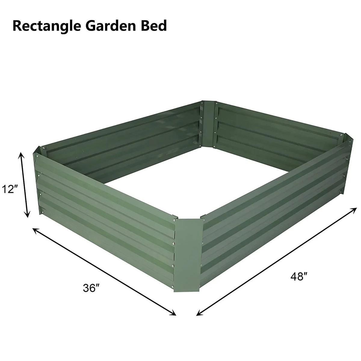 48 x36 x12  Raised Garden Bed Galvanized Planter Box Anti-Rust Coating Planting Vegetables Herbs and Flowers