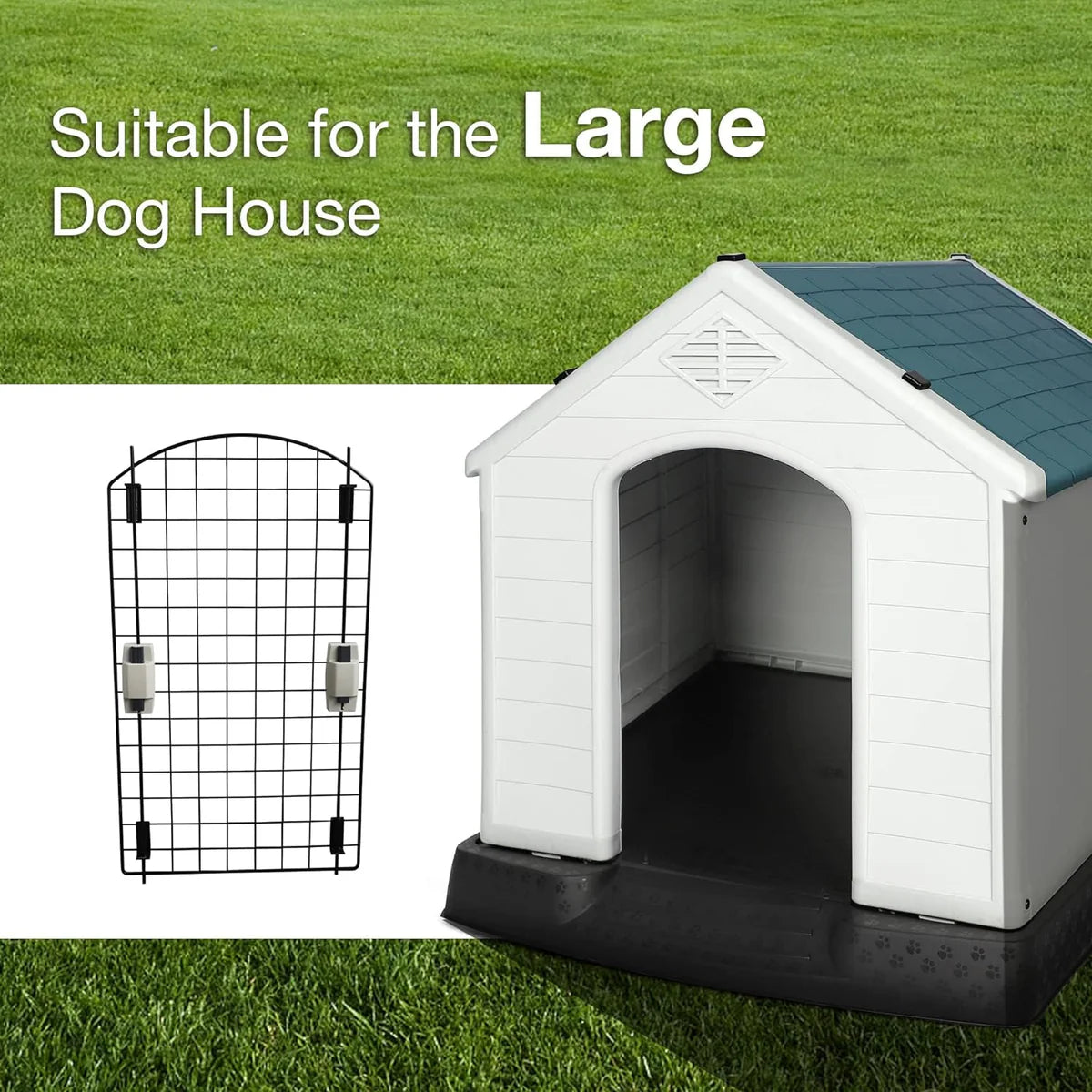 Large Outdoor Dog House Plastic Waterproof Kennel, 37.5 L x 35.5  W x 39 H