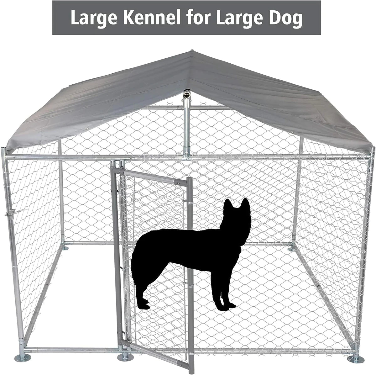 Outdoor Dog Kennel Galvanized Steel Pet Playpen with Waterproof Cover Secure Lock for Large Dog