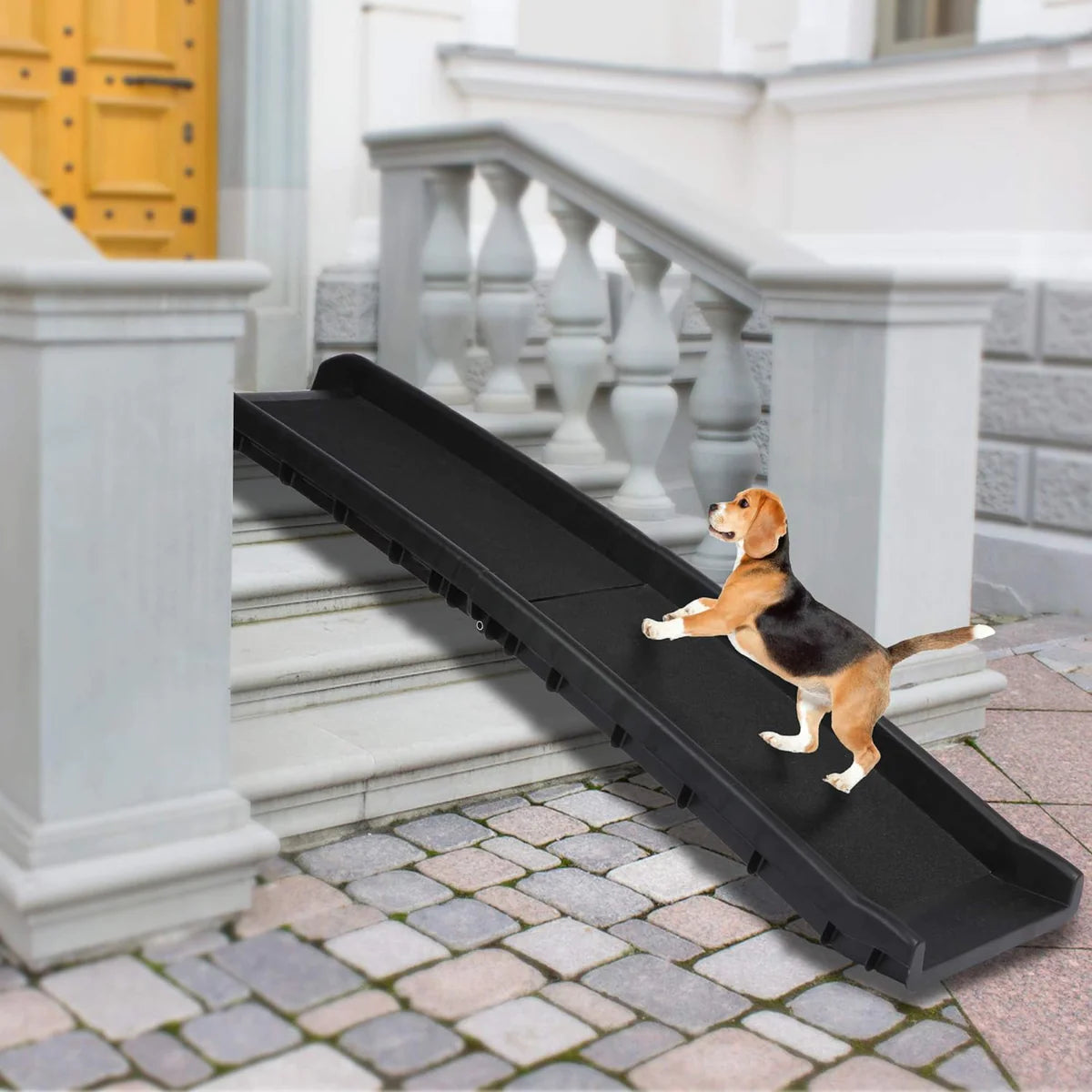 5ft Folding Dog Ramp Portable Anti-Slip Pet Ramp with Wide Steps Raised Side, Black