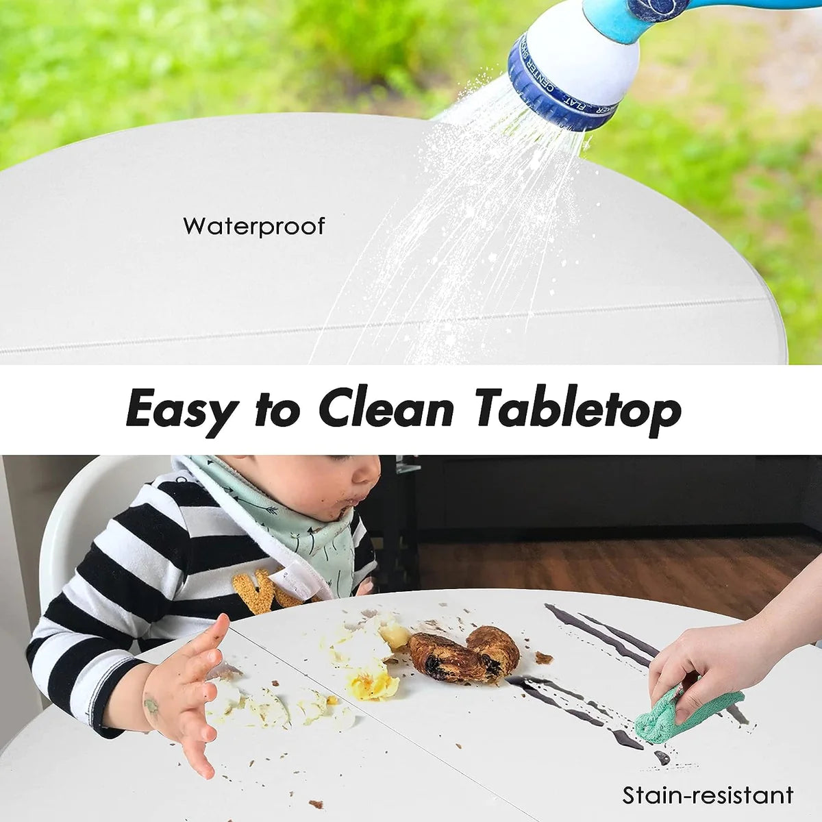 Plastic Tabletop Folding Portable Outdoor Picnic Table, Round, White| karmasfar.us

