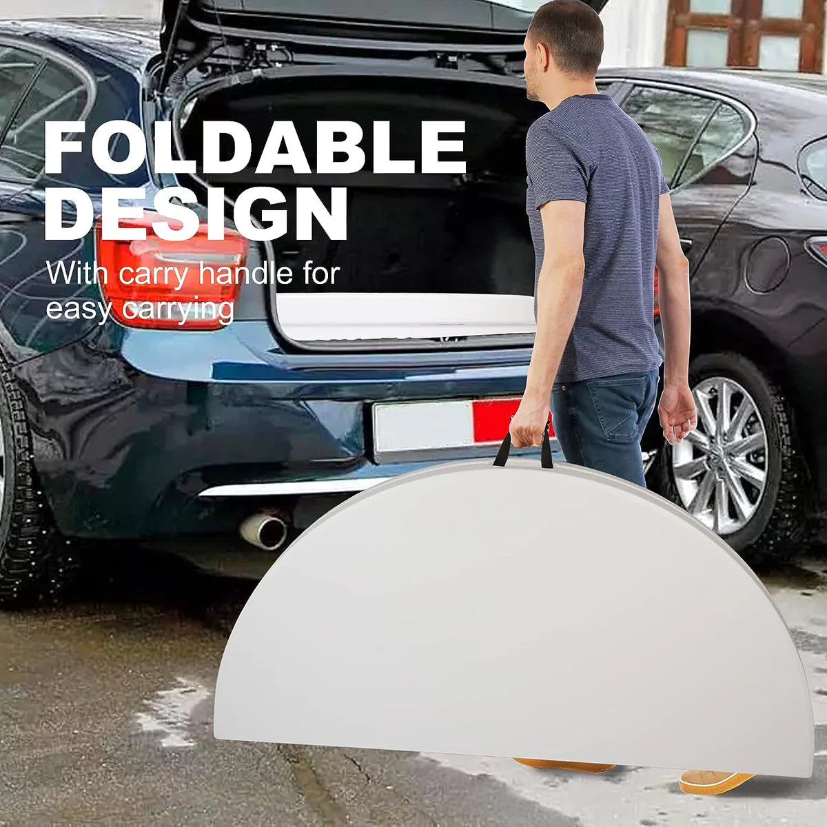 Plastic Tabletop Folding Portable Outdoor Picnic Table, Round, White| karmasfar.us

