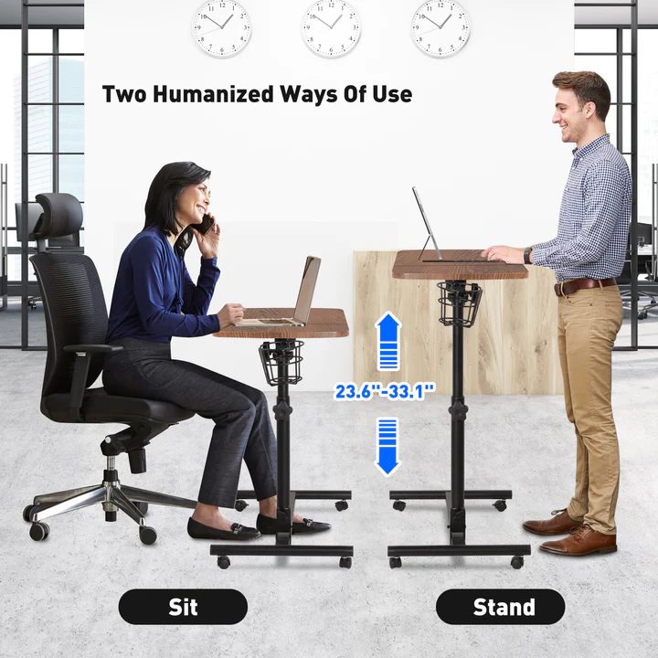 Versatile Mobile Laptop Cart: Height Adjustable Stand with Wheels