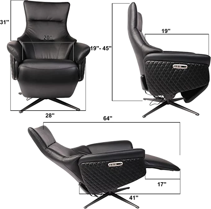 Power Recliner Lounge Chair Single Swivel Leather Electric Recliner Press Control