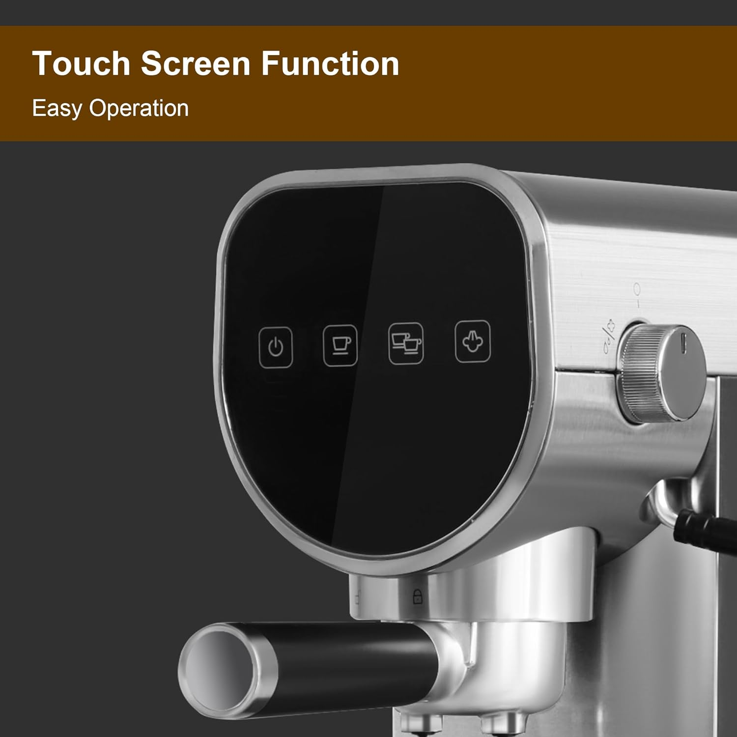 Manual Coffee Maker with Milk Frother Steam Wand, Compact Espresso Coffee Machine，Stainless Steel, 1250W