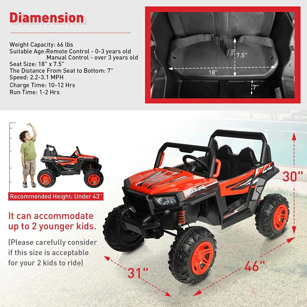 2 Seater Ride On Car Truck 12V Battery Powered Electric Vehicle