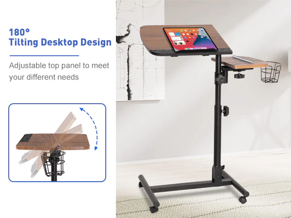 Versatile Mobile Laptop Cart: Height Adjustable Stand with Wheels