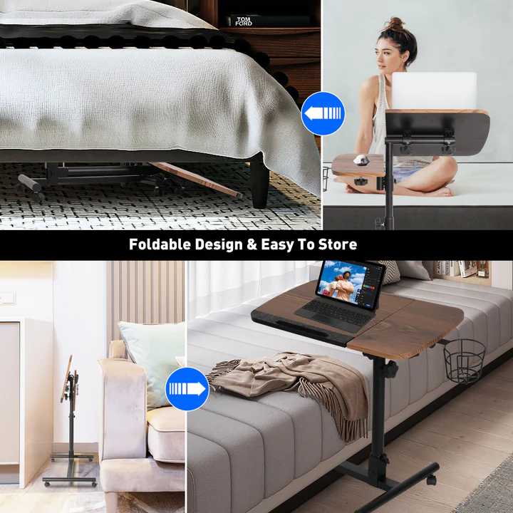 Versatile Mobile Laptop Cart: Height Adjustable Stand with Wheels
