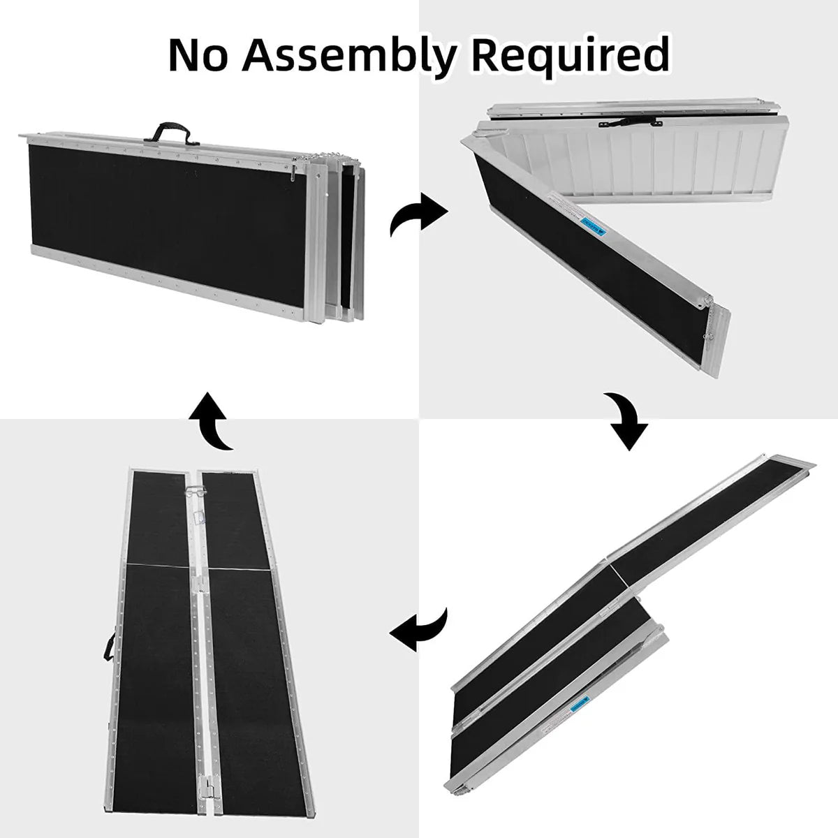 8ft Portable Ramp for Wheelchair Folding Aluminum Alloy Ramp with Handle