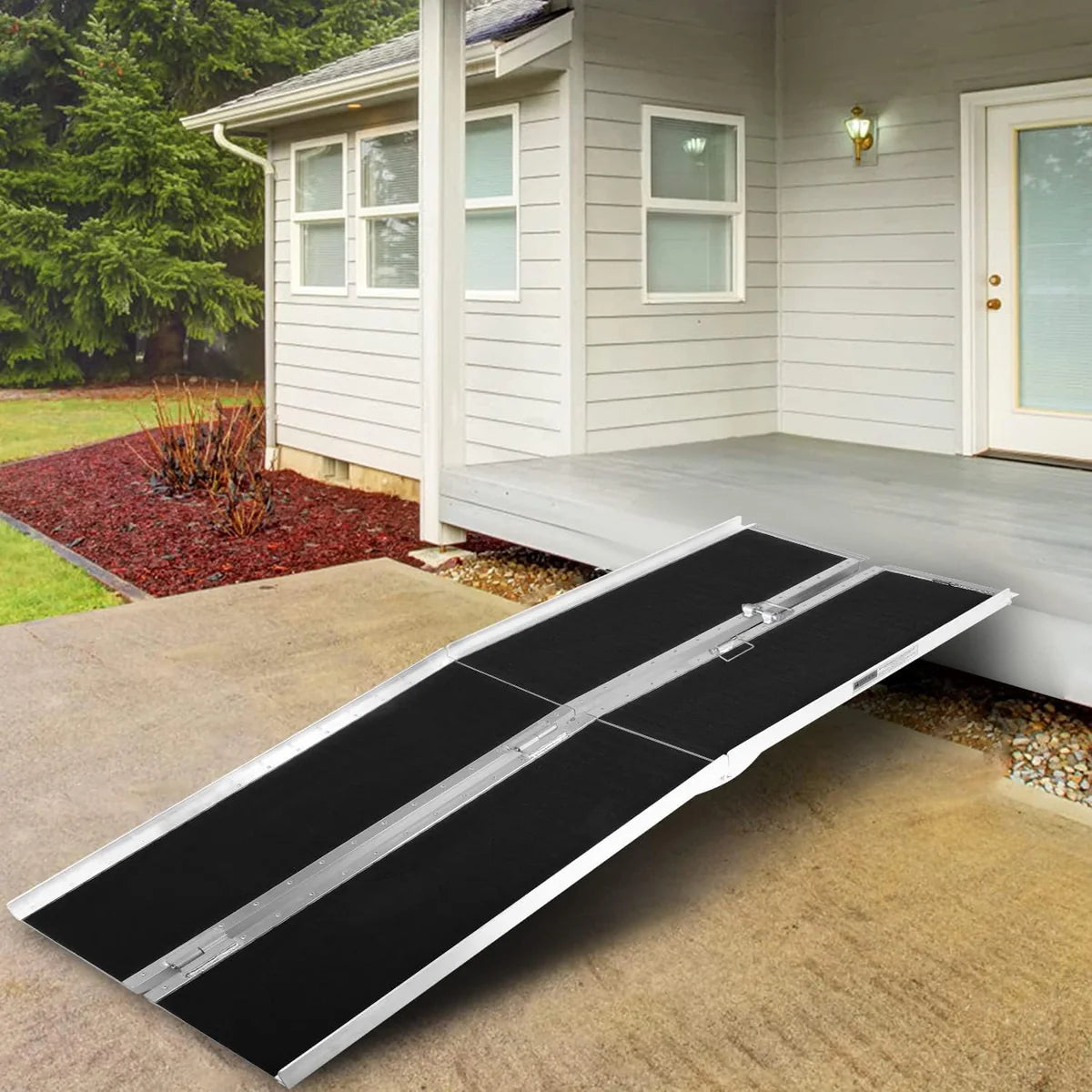 8ft Portable Ramp for Wheelchair Folding Aluminum Alloy Ramp with Handle