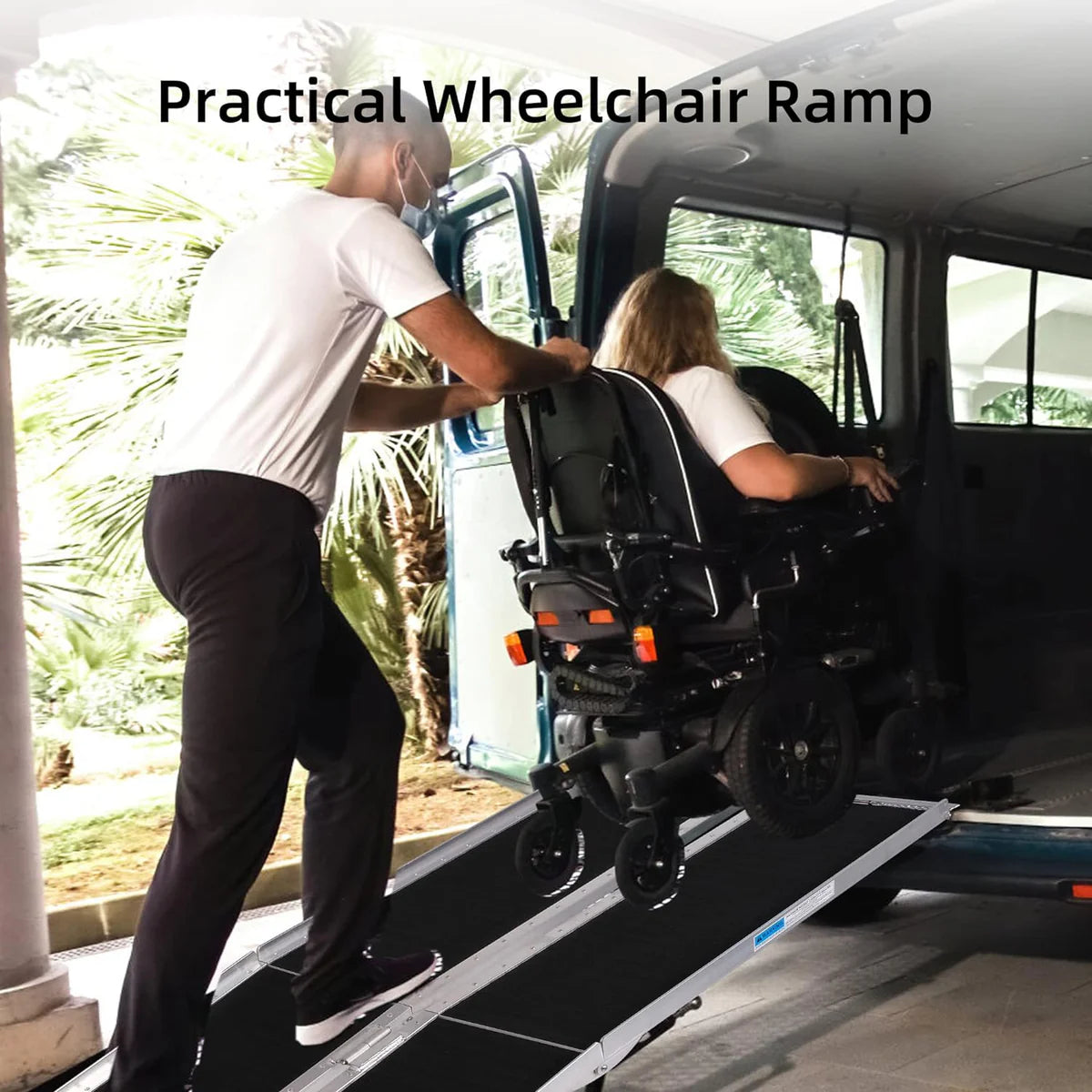 8ft Portable Ramp for Wheelchair Folding Aluminum Alloy Ramp with Handle